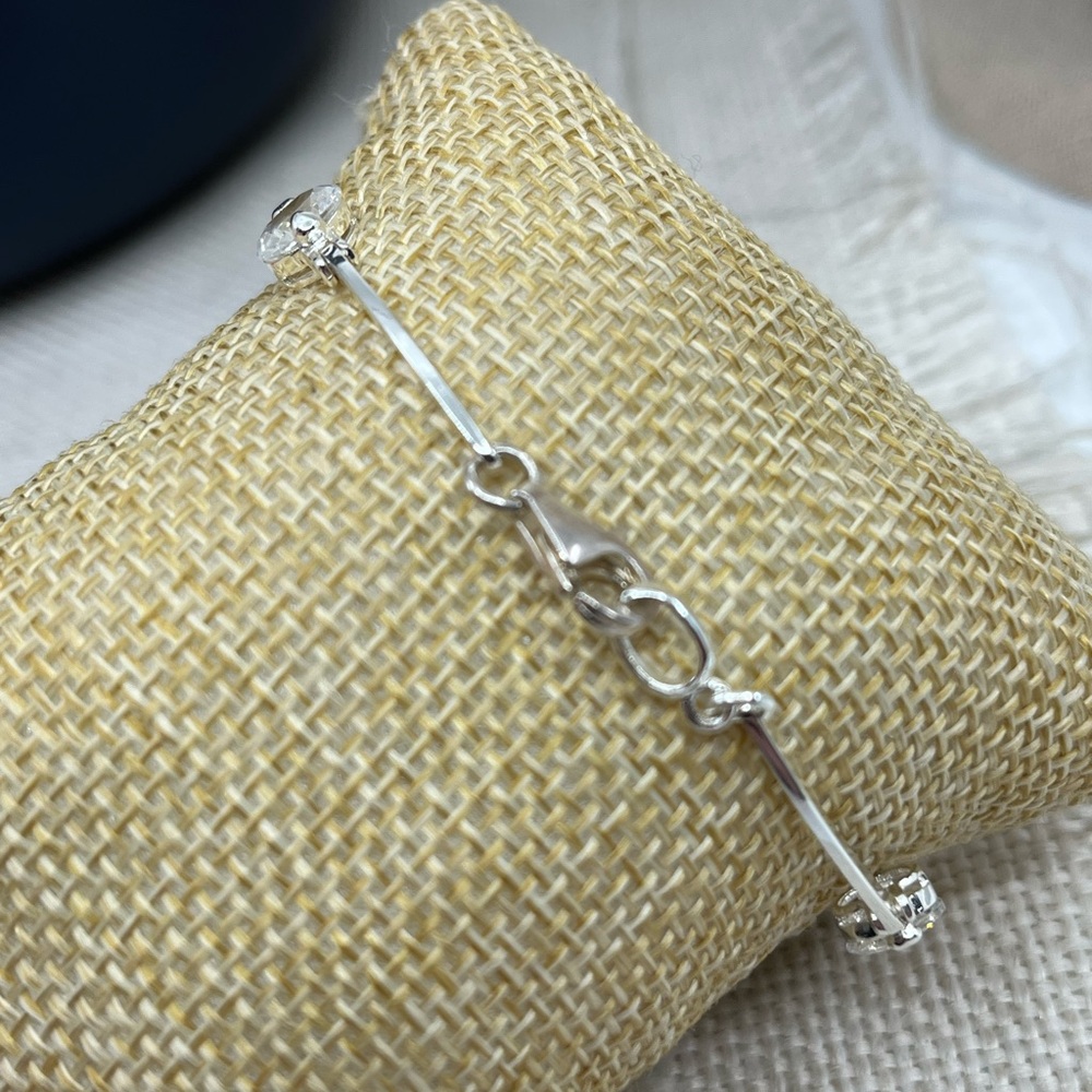 Vintage Sterling Silver CZ Link Bracelet – 925 Stamped – 7"-7.25", 8g - Picture 10 of 17